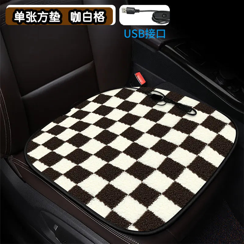 Heated Square Car Seat Cushion for Winter Decor
