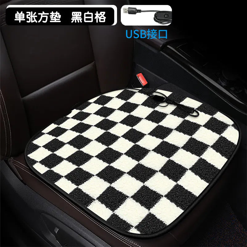 Heated Square Car Seat Cushion for Winter Decor